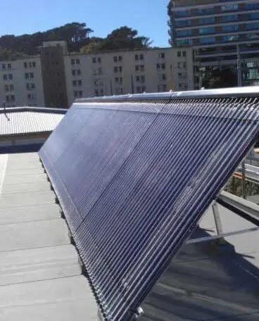 Large Solar water heating array in Wellington. Solar hot water heating Wellington. Solar water heating repairs